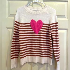 LOFT pink heart sweater